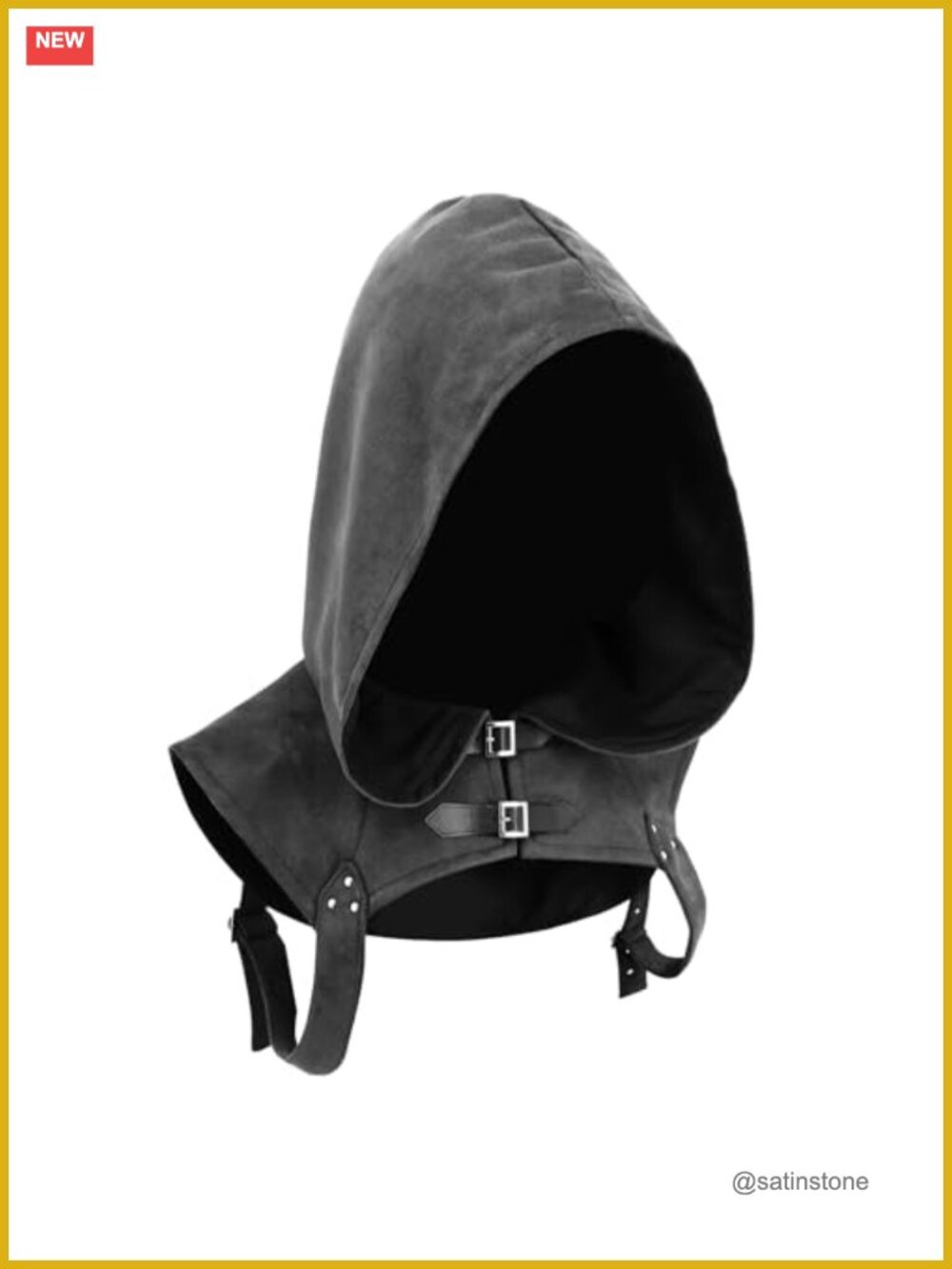 Faux Suede Hooded Cowl Cape Medieval Cloak Cosplay LARP Costume